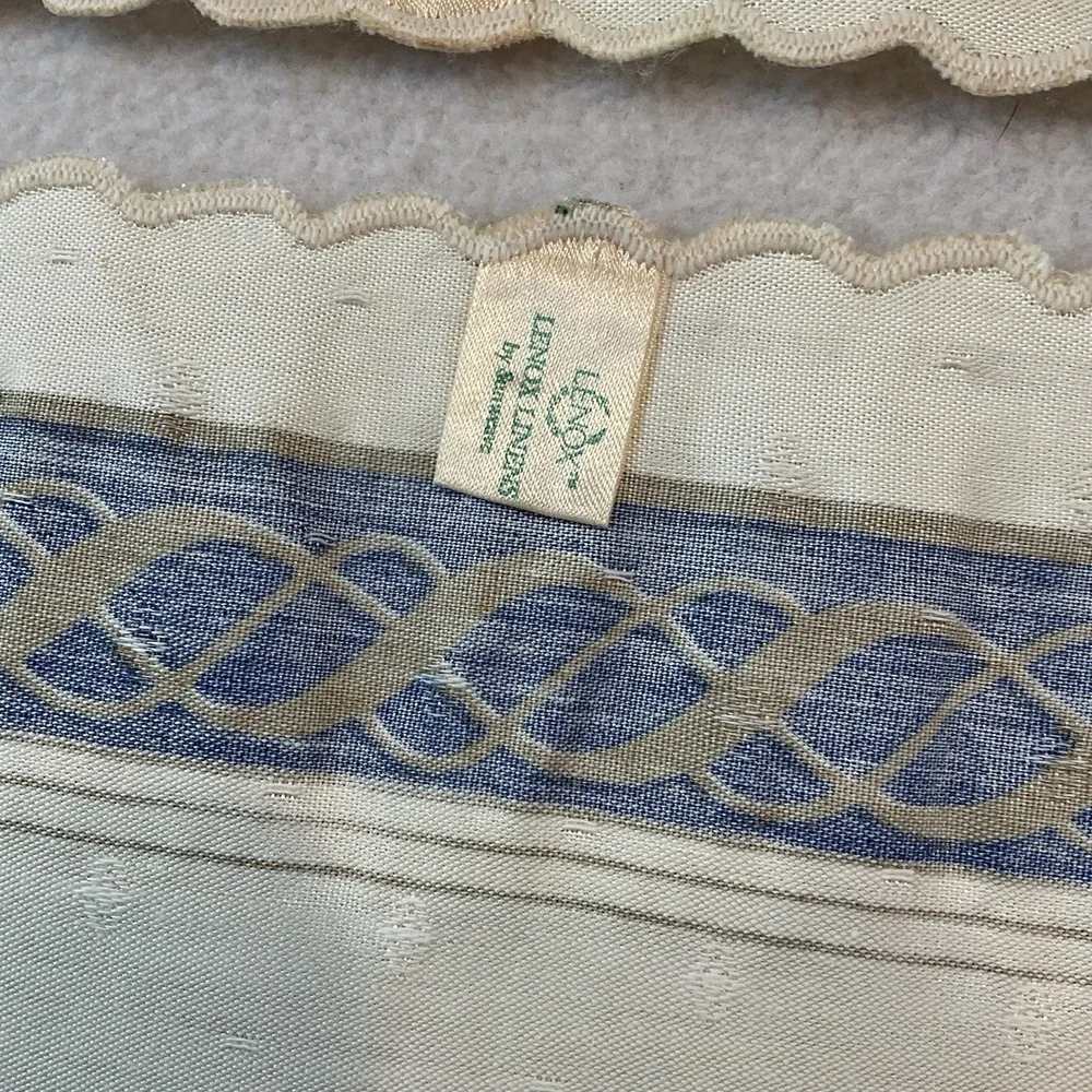 Lenox Hamilton Oval Placemats Cloth Set Of 2 Ivory Gold Navy Blue Vintage Lot #3